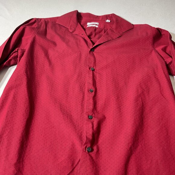 Calvin Klein Slim Fit Red Long Sleeve Button-Up Shirt 16-16.5 34/35 Size L - Picture 2 of 6